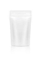 white zipper snack pouch isolated on white background