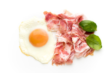 Eggs and baconon on the isolated background.