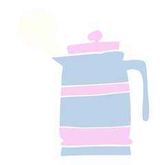 flat color illustration cartoon kettle