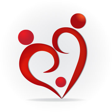 Family love heart symbol logo