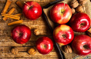 Apples on a rustic wooden table