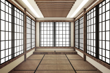 Mock up,Japanese style, empty room. 3D rendering