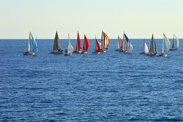 A group of sailing boats