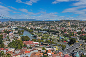 Fototapeta na wymiar Panorama view of Tbilisi – the capital of Georgia 