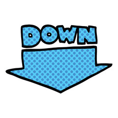comic book style cartoon down arrow
