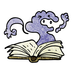 grunge textured illustration cartoon spell book
