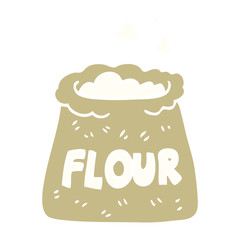 flat color illustration cartoon bag of flour