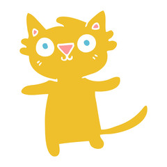 flat color illustration cartoon cat