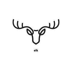 Elk head line icon. Vector illustration.