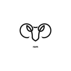 Ram head line icon. Vector illustration.