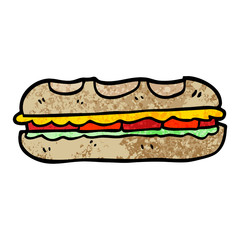 grunge textured illustration cartoon tasty sandwich