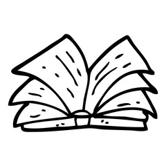 black and white cartoon open book