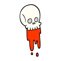 hand drawn doodle style cartoon blood dripping skull