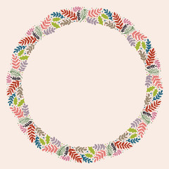 Christmas Hand Drawn Wreath with Round Frame for Cards Design Vector Layout with Copyspace Can be use for Decorative Kit, Invitations, Greeting Cards, Blogs, Posters, Merry X’mas and Happy New Year.