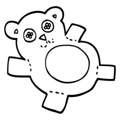 black and white cartoon teddy bear