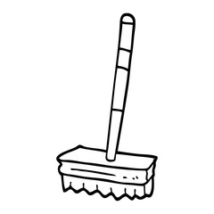 black and white cartoon sweeping brush