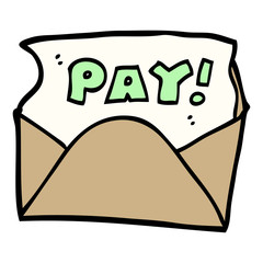 hand drawn doodle style cartoon pay packet