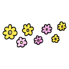 grunge textured illustration cartoon decorative flowers