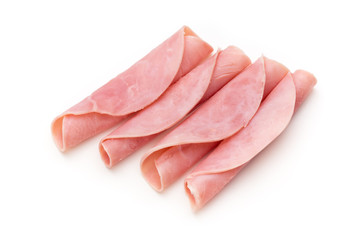 Sausage slices isolated on the white background.