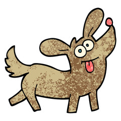 grunge textured illustration cartoon happy dog