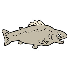 hand drawn doodle style cartoon large fish