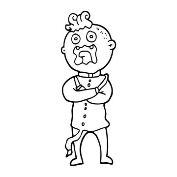 black and white cartoon mad man
