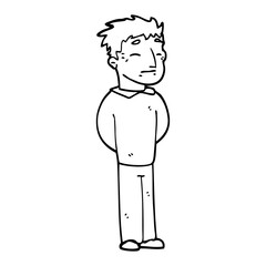 black and white cartoon man standing