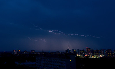 thunderstorm night in the city