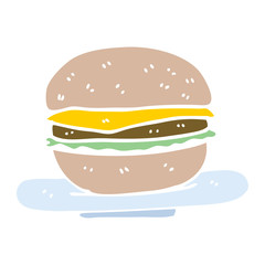 flat color illustration cartoon burger