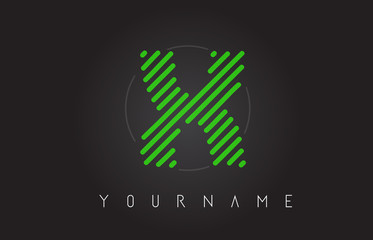 X Letter Logo Design with Neon Green Lines