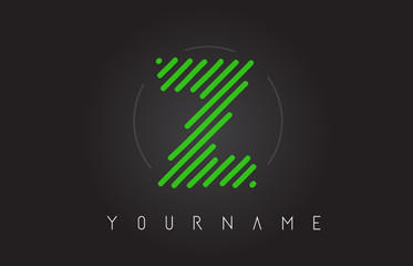 Z Letter Logo Design with Neon Green Lines