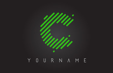 C Letter Logo Design with Neon Green Lines