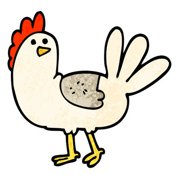 grunge textured illustration cartoon chicken