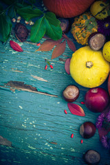Autumnal background fruits seasonal crops