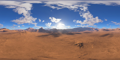 Panorama of fantasy landscape sunset, environment 360 HDRI map. Equirectangular projection, spherical panorama. 3d rendering