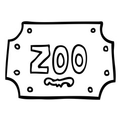 black and white cartoon zoo sign