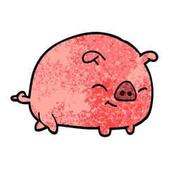 grunge textured illustration cartoon pig