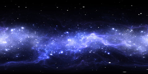360-Grad-Weltraumnebel-Panorama, gleichwinklige Projektion, Umgebungskarte. Sphärisches HDRI-Panorama. Weltraumhintergrund mit Nebel und Sternen © Peter Jurik
