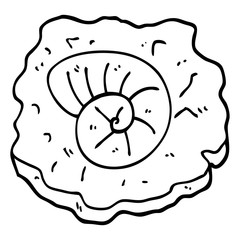 black and white cartoon ancient fossil