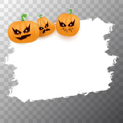 Halloween web white grunge cartoon Banner or poster with Halloween scary pumpkins isolated on transparent background . Funky kids Halloween banner with space for greeting text or sale
