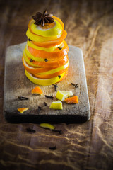 Pyramid emon orange slices cloves cinnamon Spices citruses delicious warming tea