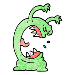grunge textured illustration cartoon monster