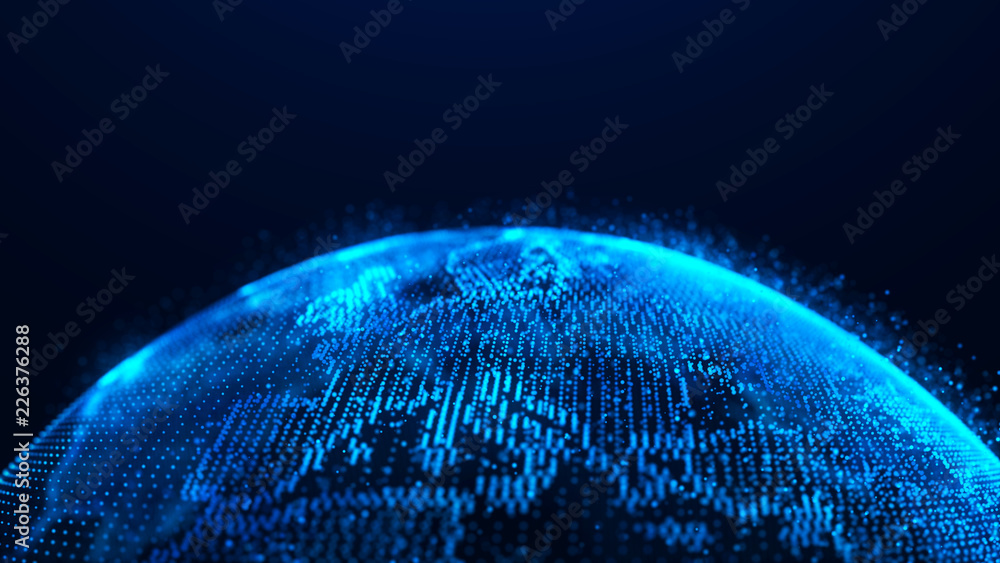 Aufkleber Global network concept. World map point. Global network planet Earth. 3D rendering.
