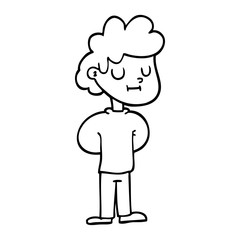 black and white cartoon happy boy