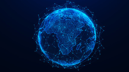 Global network concept. World map point. Global network planet Earth. 3D rendering. © Oleksii