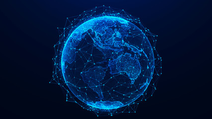 Global network concept. World map point. Global network planet Earth. 3D rendering. © Oleksii