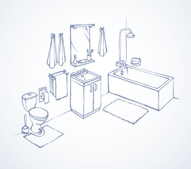 Fototapeta premium Bath. Vector drawing