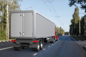 Truck on the road,3d render.