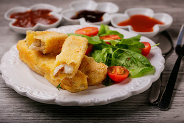 Fish sticks and sauces