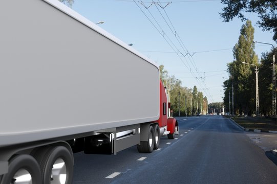 Truck on the road,3d render.